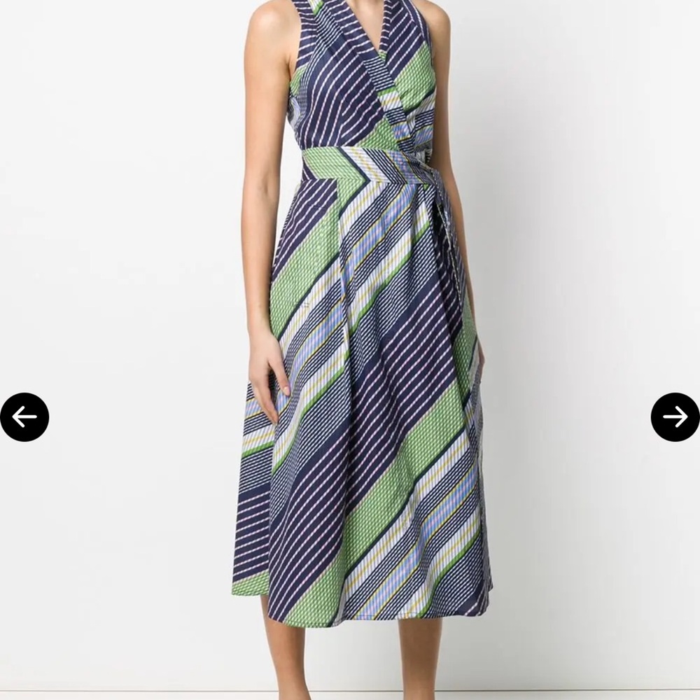 Tory Burch Overprinted Striped Midi Dress - Picture 9 of 12